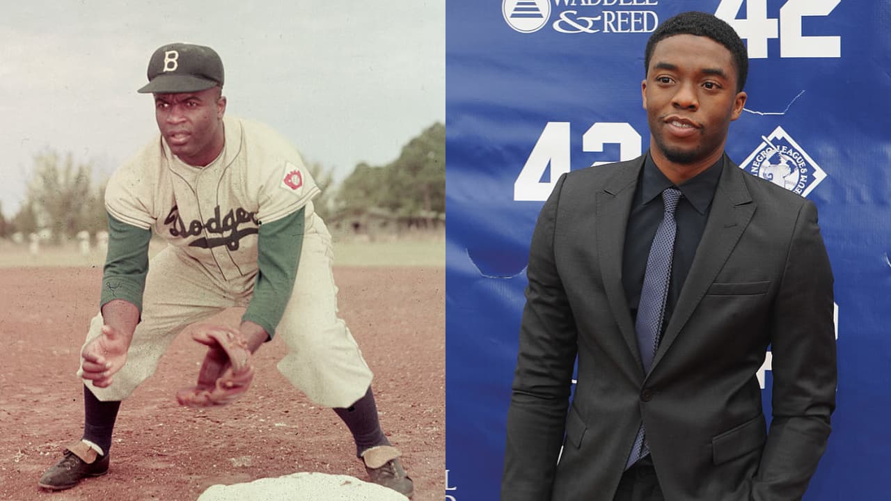 <b>Chadwick Boseman – Jackie Robinson – 42 2013</b> - Historia del legendario jugador negro de béisbol Jackie Robinson (Chadwick Boseman), que rompió las barreras raciales al ser contratado por el presidente (Harrison Ford) de los Dodgers de Brooklyn. La participación de Robinson en la gran liga de béisbol puso fin a la segregación racial en este deporte. Tuvo que soportar toda clase de humillaciones, pero su talento y actitud lo convirtió en un héroe.