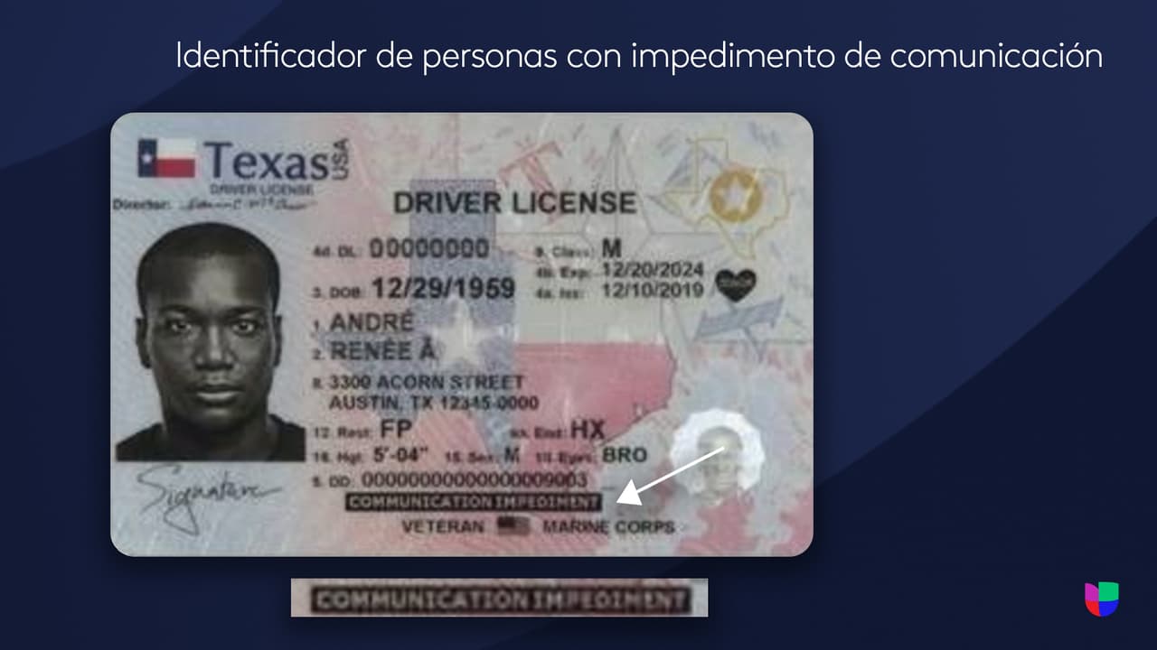 <b>identificador de impedimentos en la comunicación |</b> Habrá un identificador en el frente de la tarjeta para aquellos que tienen una condición de salud que puede dificultar su capacidad de comunicarse con los demás.