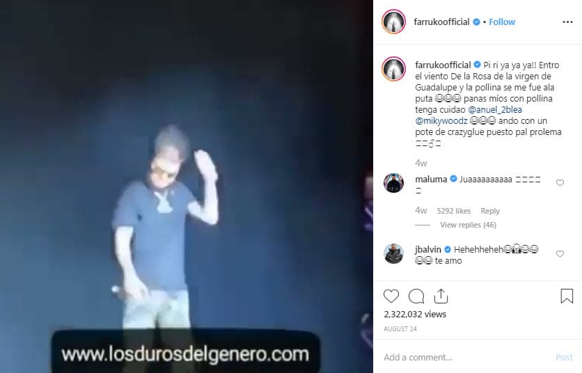 Farruko lo tomó con humor y, junto al video, escribió un divertido mensaje donde culpó al viento de La Rosa de Guadalupe de haber alterado drásticamente su peinado.