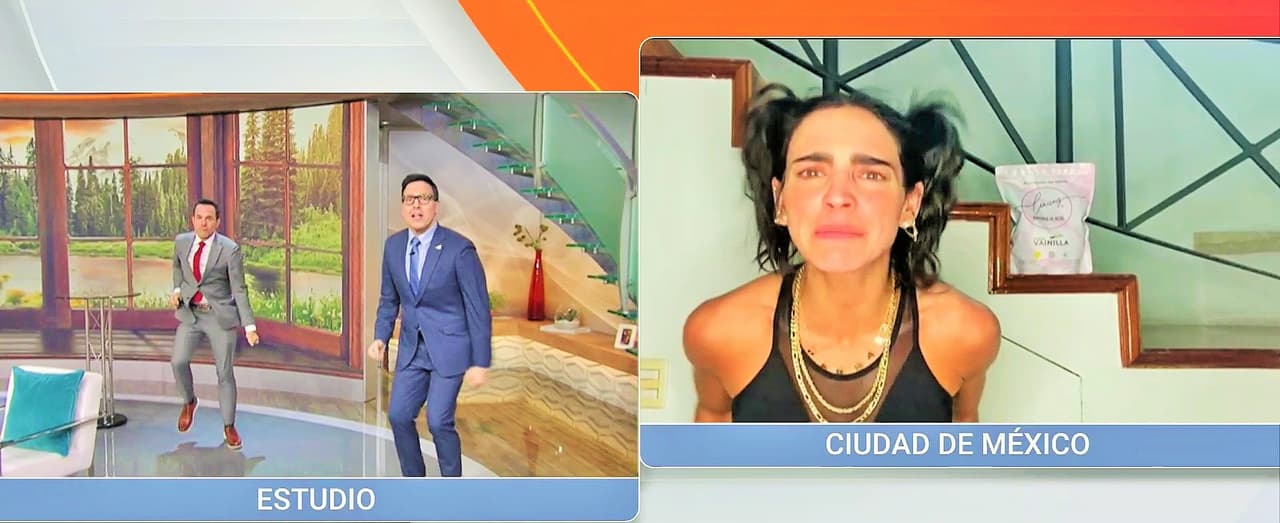 Luego de la entrevista, Bárbara de Regil "despertó América" y a nuestros conductores con una espontánea rutina de ejercicio.