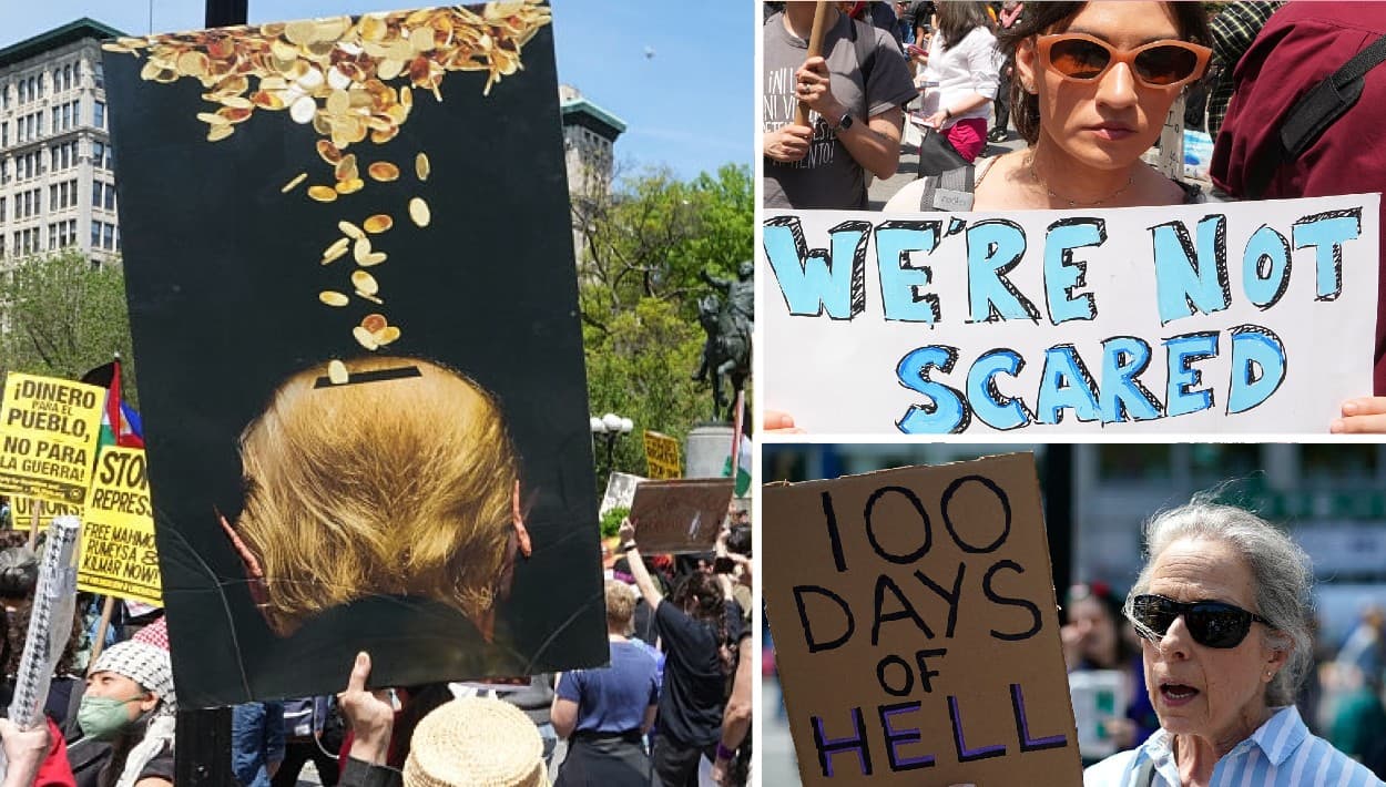 Nueva York marcha por los derechos de los trabajadores, de los inmigrantes y por Gaza, el 1 de mayo