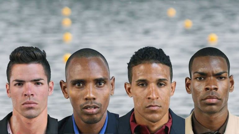 Manuel Suárez, Leosmel Ramos, Wilber Turros y Orlando Sotolongo, los remeros cubanos que abandonaron su equipo en los Panamericanos.