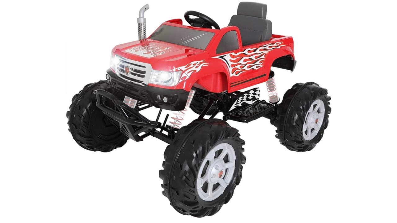<h3 class="cms-h3-H3">Rollplay Monster Truck</h3>
<br>Precio:
<b> 400 dólares</b>
<br>Especificaciones:
<br>· Dos velocidades más reversa. velocidad hasta 2½ y 5 mph, con switch que bloquea las 5 mph para mayor seguridad.
<br>· Efectos de sonido de motor y corneta, luces funcionales.
<br>· Vida util de 2 horas por carga..
<br>· Para niños a partir de 3 años con capacidad de carga máxima de 77 libras.