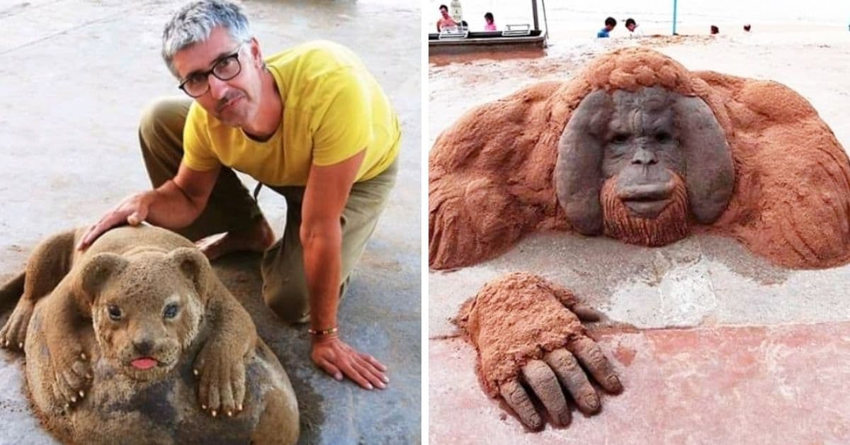 ¿Son reales? Un artista realiza increíbles y realistas esculturas de animales con arena