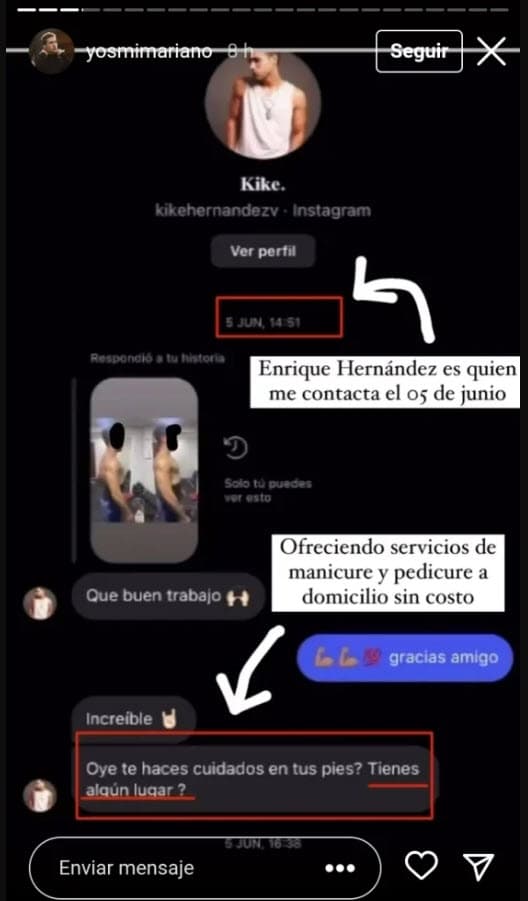 Mariano Martínez publicó en su cuenta de Instagram una serie de historias en donde mostró algunas capturas de pantalla en las que supuestamente habla con quien lo demandó.
<br>