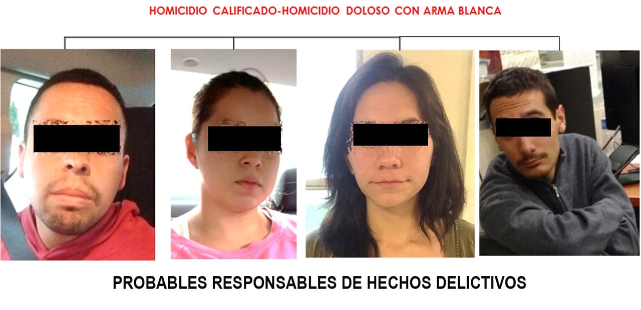 Las imágenes que dio a conocer la fiscalía de las cuatro personas detenidas.