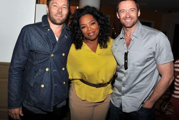 Con los actores Joel Edgerton y Hugh Jackman en el verano de 2012.