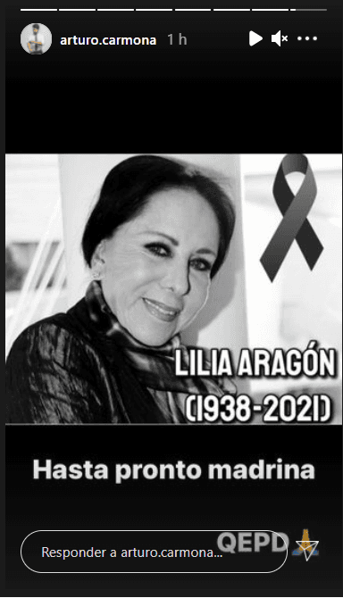El actor y presentador 
<b>Arturo Carmona</b> se despidió de la primera actriz en sus historias de Instagram con el mensaje: "Hasta pronto, madrina".