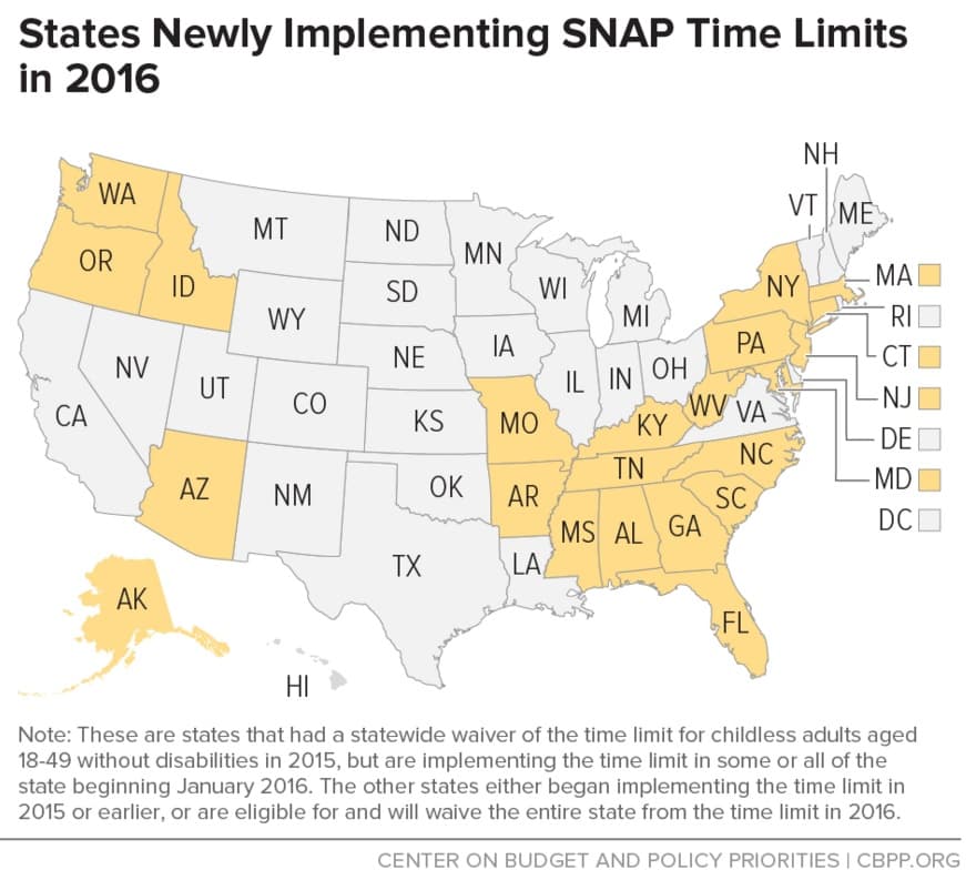 Estados que implementarán el límite de 3 meses en cupones de alimento