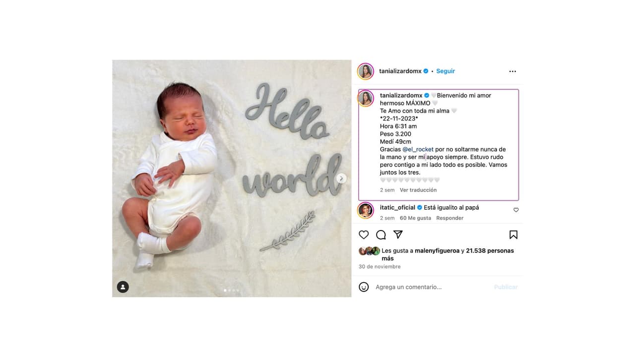 Así presentó Tania Lizardo a su primer hijo.