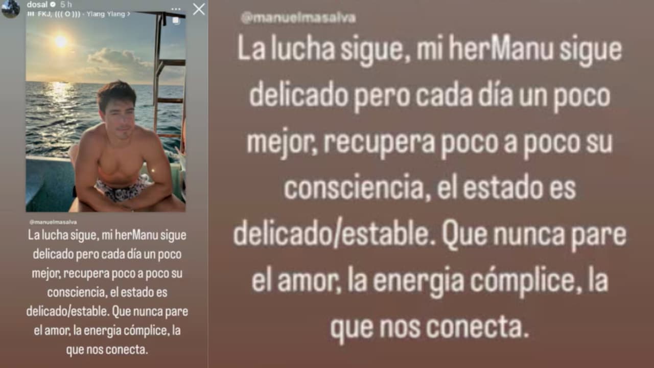 Este es el mensaje que Alfonso Dosal publicó en Instagram dando a conocer la información más reciente respecto a la salud del actor Manuel Masalva, quien fue atacado por una "bacteria" que lo tiene internado en Dubái.