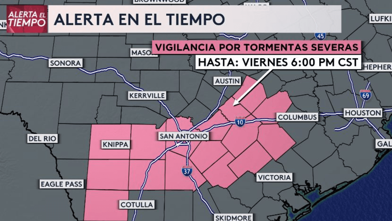 Emiten vigilancia por tormentas severas para el centro de Texas