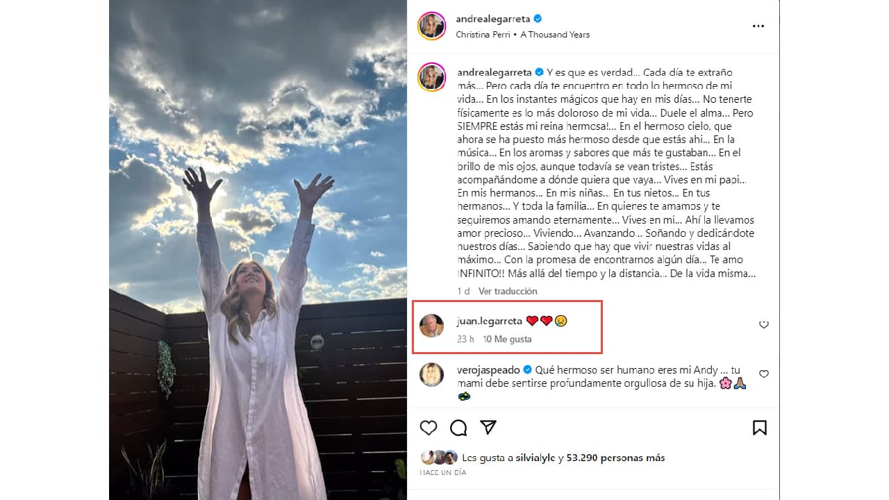 Andrea Legarreta dedica emotiva carta a su fallecida madre.