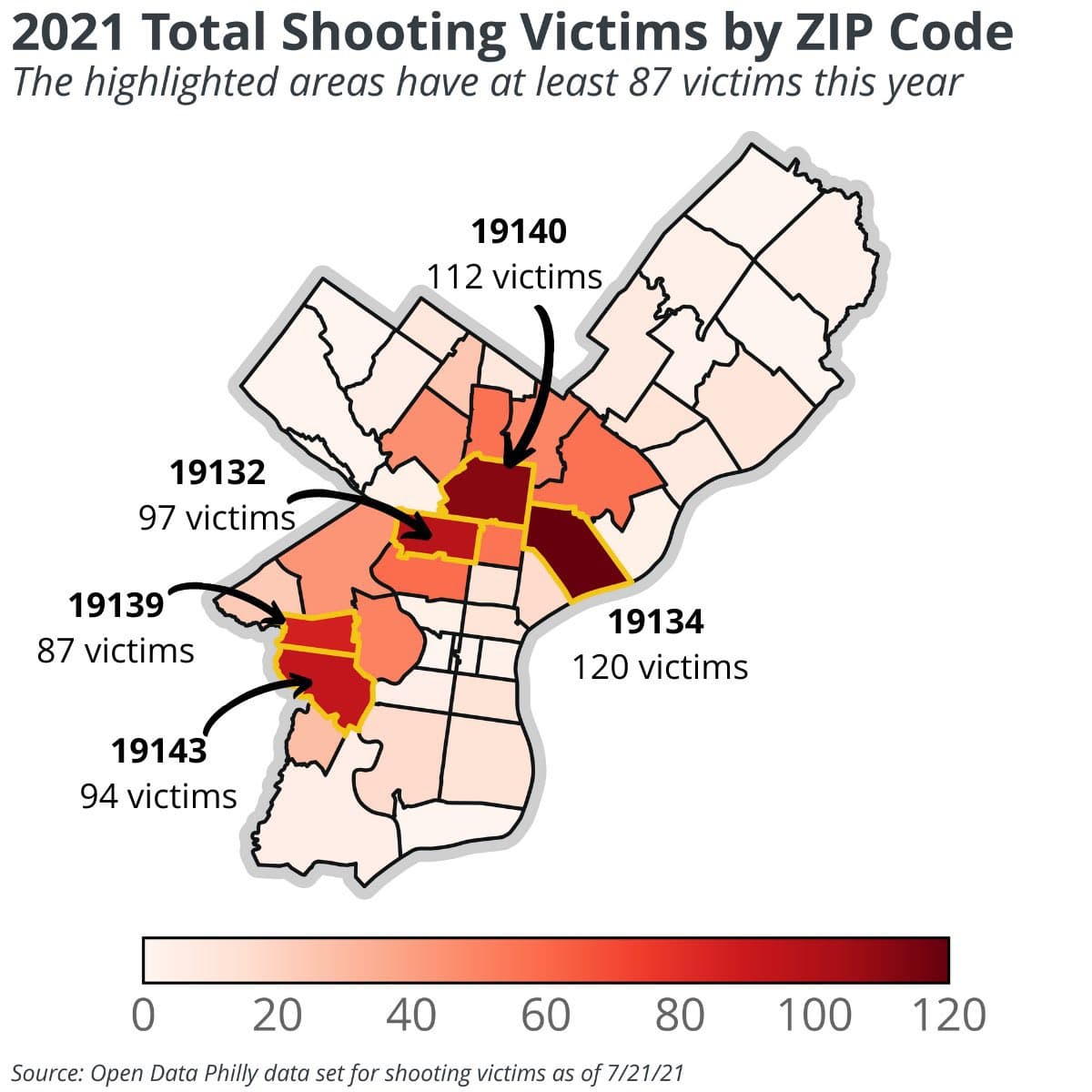 Los datos muestran que gran parte de la violencia de la ciudad se concentra en solo 14 de los 48 códigos postales.