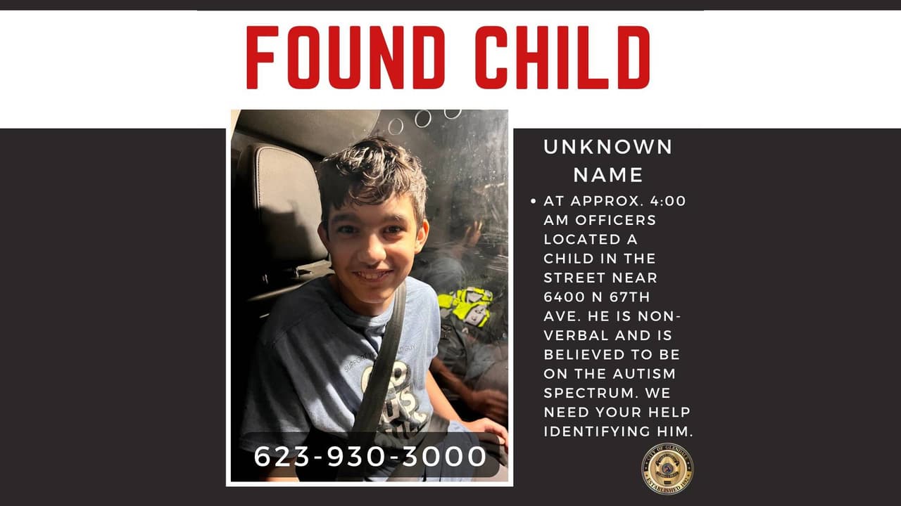Piden ayuda para identificar a niño hallado en Glendale
