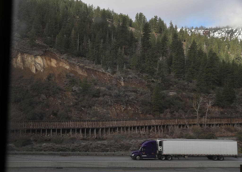 La ciudad de Truckee, vista aquí el 25 de marzo, tampoco mostraba rastros de nieve.