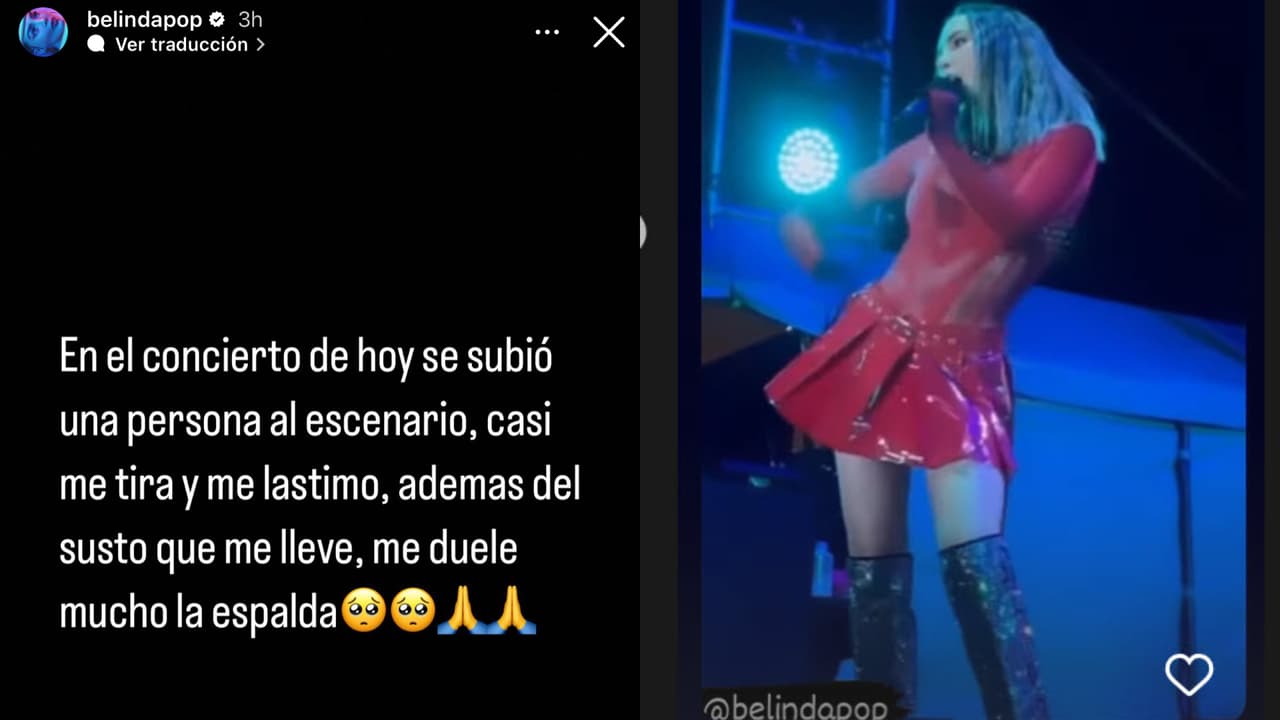 Este fue el mensaje que Belinda compartió en Instagram tras el incidente con uno de sus fans en un concierto en México.