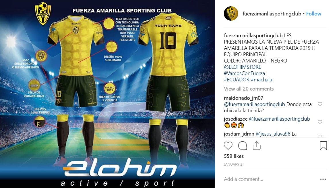 Este es el uniforme que Carrera, integrante de la llamada ‘Fuerza Amarilla’, vestirá esta temporada.