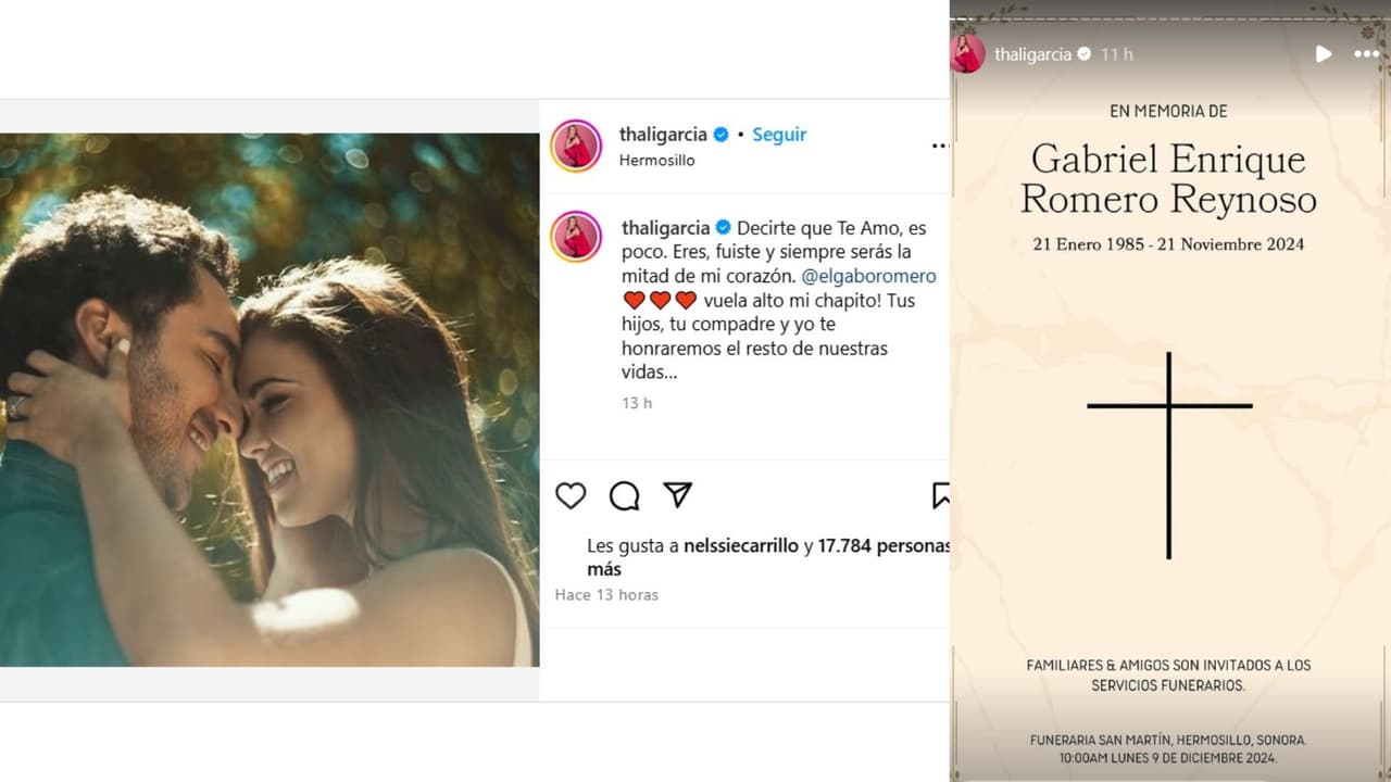 Thalí García dio a conocer el fallecimiento de su exesposo, Gabriel Romero.