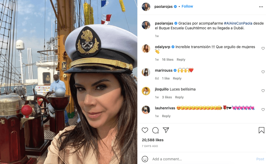 Paola Rojas en el Buque Escuela Cuauhtémoc