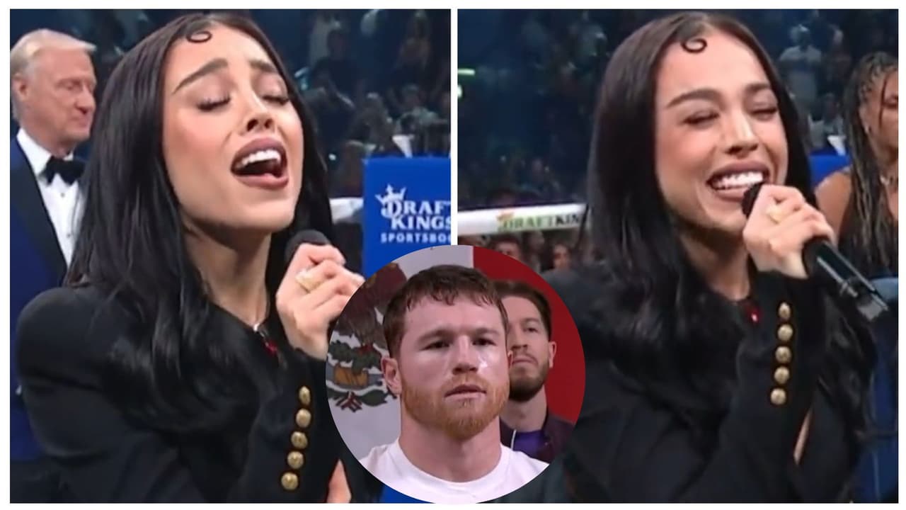 ¿Se equivocó? Danna Paola causa debate tras cantar el himno mexicano en la pelea del 'Canelo'