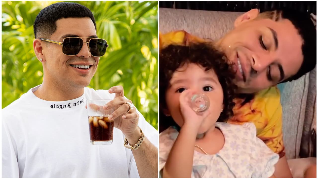 Hija de Eduin Caz imita a su papá tomando shots y le pide que “no aprenda lo malo” de él