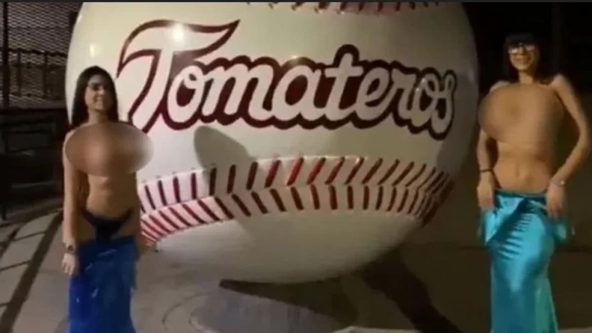 Se desvisten actriz porno y su novia festejando a Tomateros