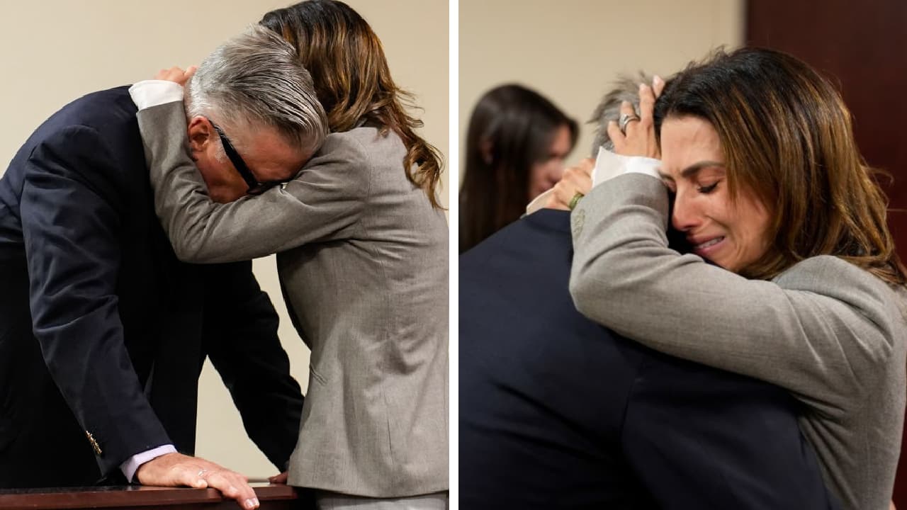 Alec Baldwin y su esposa Hilaria lloraron tras el término del caso.