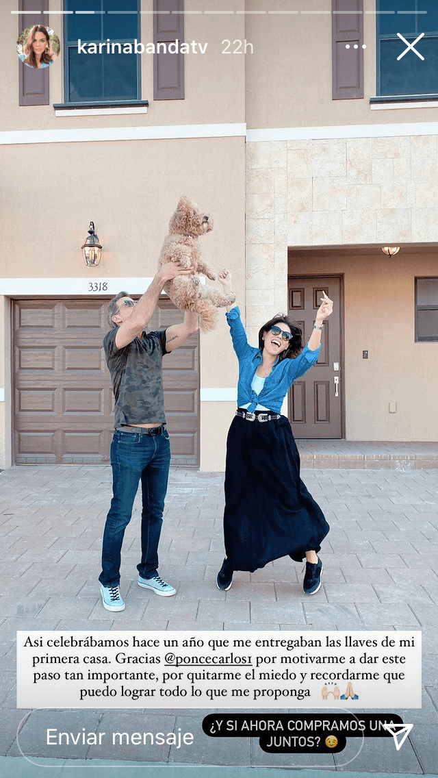 "Así celebrábamos hace un año que me entregaban las llaves de mi primera casa", escribió el lunes 30 de noviembre junto a esta foto tomada hace un año en la que aparece afuera de su hogar junto a su prometido.
<br>