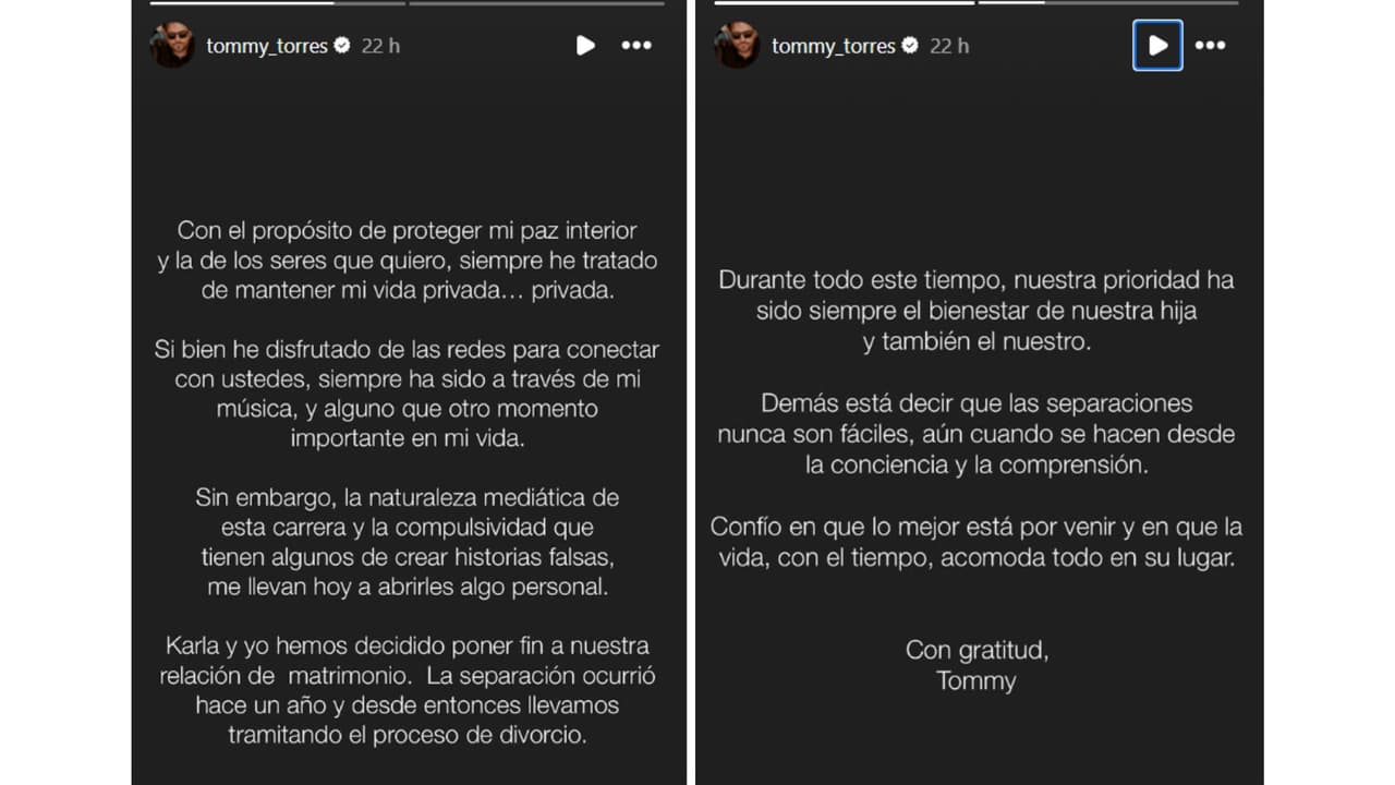 Tommy Torres habló de su divorcio de Karla Monroig.