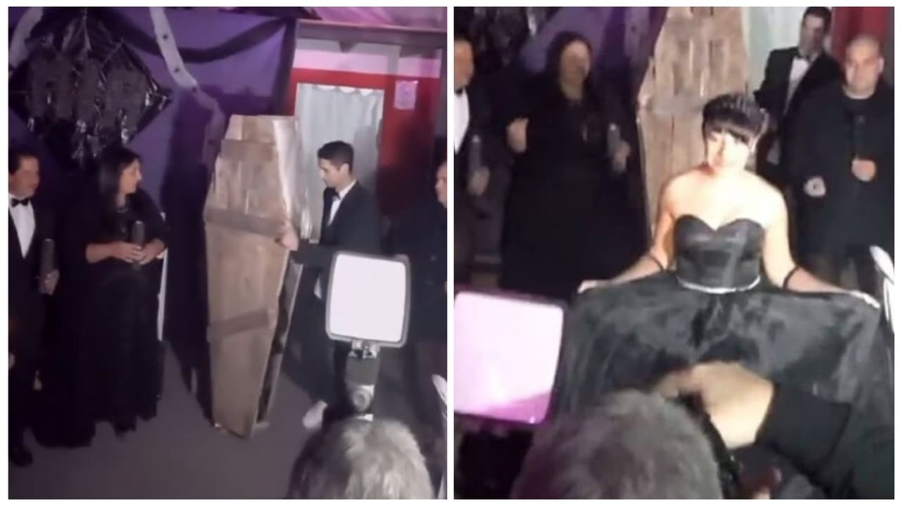 Quinceañera "darks" impacta al llegar a su fiesta dentro de un ataúd: "Ni muerta lo haría"