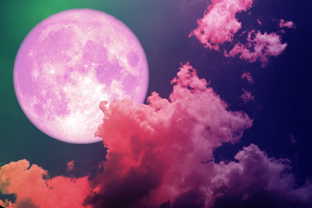 La que estaremos ahora viviendo se llama “luna rosa”, y no precisamente porque tenga ese color como cuando tenemos la luna de sangre sino que es la luna que se asocia con las flores, la primavera, el despertar de la naturaleza.