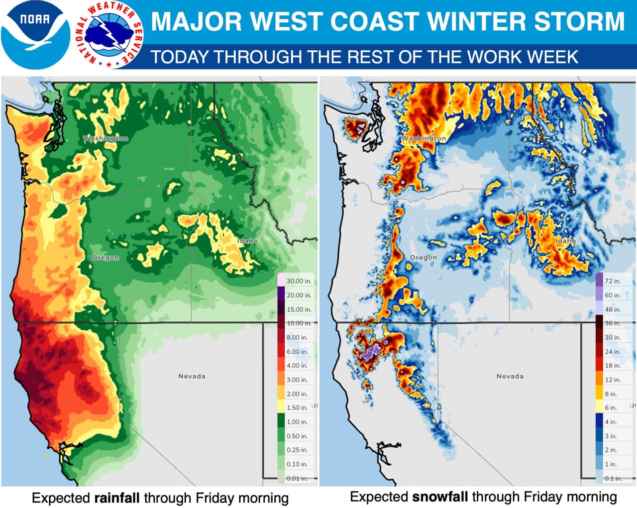 La ‘bomba ciclónica’ que se aproxima al noroeste de EEUU desata alertas de inundaciones y nevadas