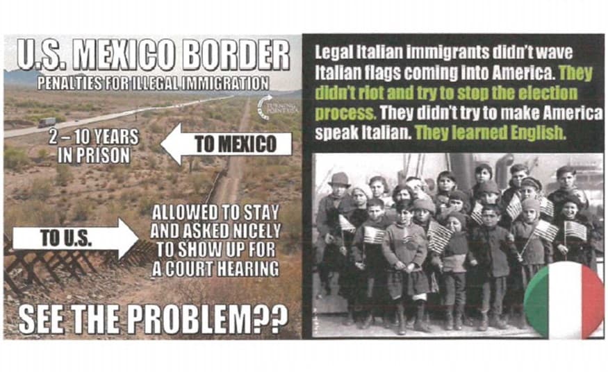 La inmigración desde la perspectiva mexicana, italiana y estadounidense, según una carta enviada a un legislador hispano.