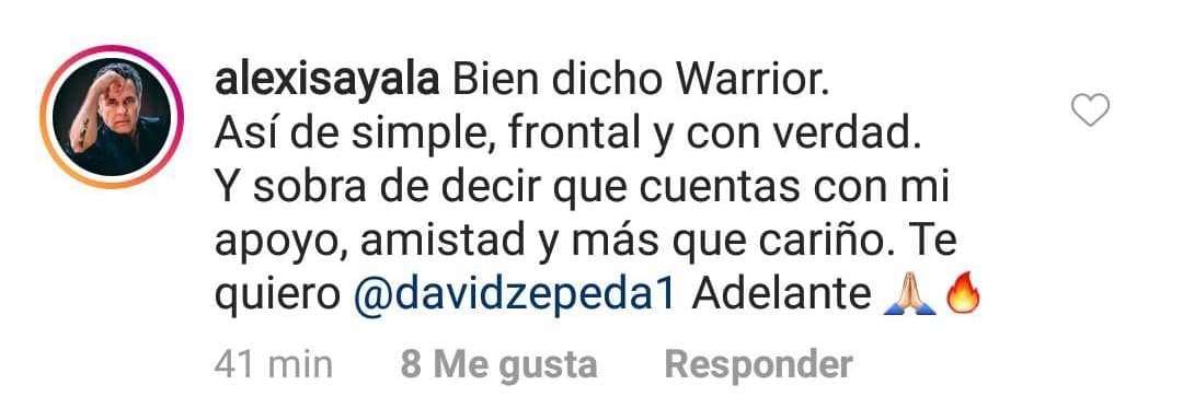 El actor Alexis Ayala también le ofreció su apoyo.