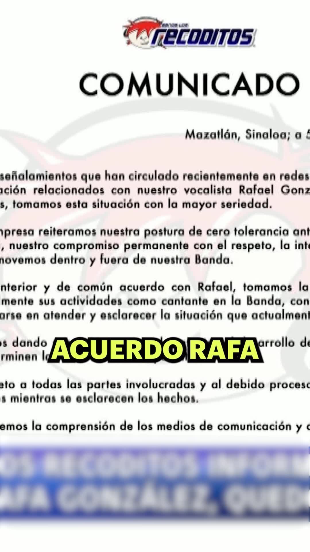 Rafa ex vocalista de Los Recoditos, da la cara ante acusaciones de su esposa