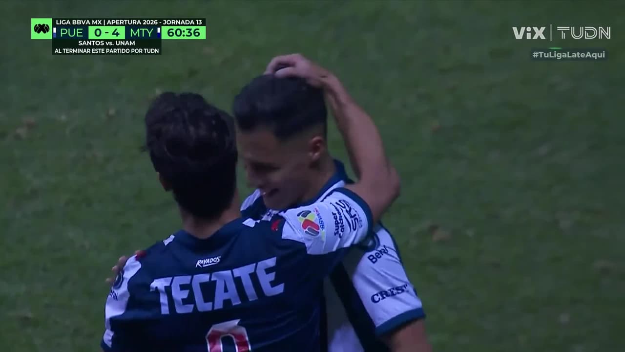 ¡Riflazo de Rayados! Roberto de la Rosa convierte el cuarto en contra de Puebla
