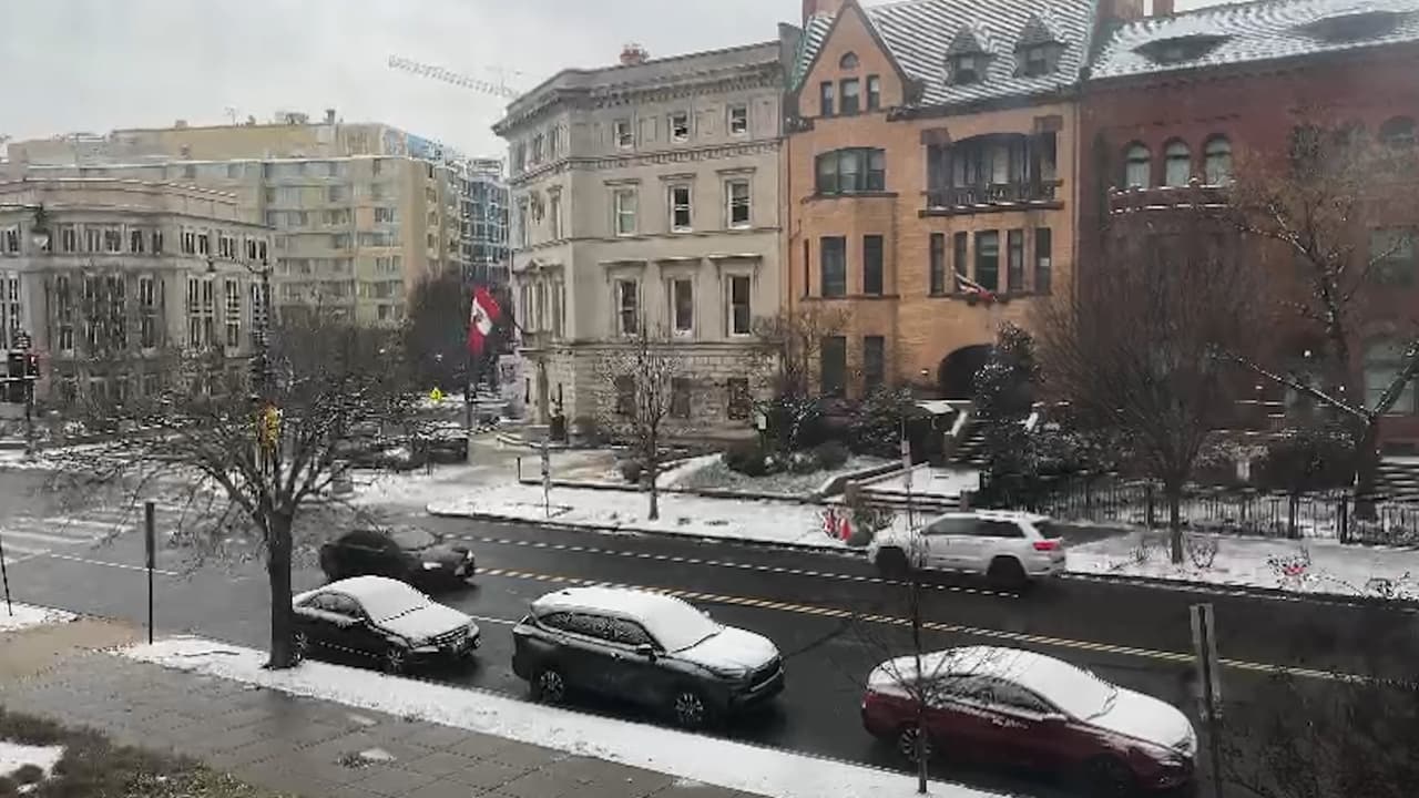 Video: un lunes blanco con la caída de nieve en diversos puntos del DMV