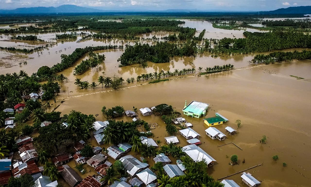 Vista general del municipio de Kabacan, Cotabato del Norte, en la isla sureña de Mindanao el 23 de diciembre de 2017. El número de víctimas mortales de causados por la tormenta tropical en el sur de Filipinas subió en menos de 24 horas a más de 182 este 23 de diciembre.