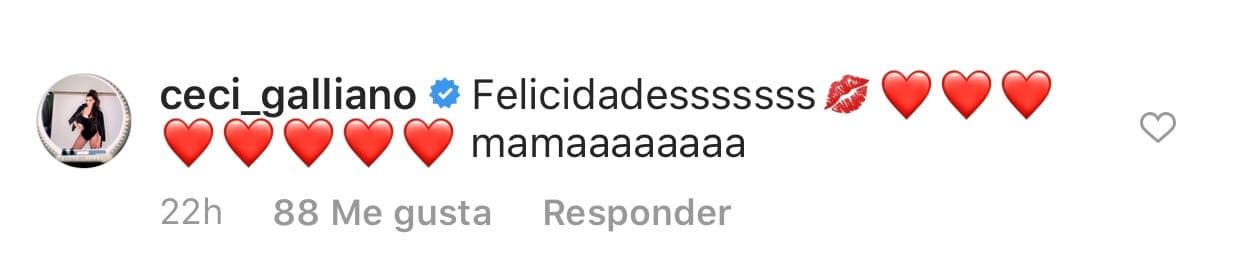 La conductora 
<b><a href="https://www.univision.com/temas/cecilia-galliano" target="_blank">Cecilia Galliano</a></b> escribió: "Felicidades mamá".