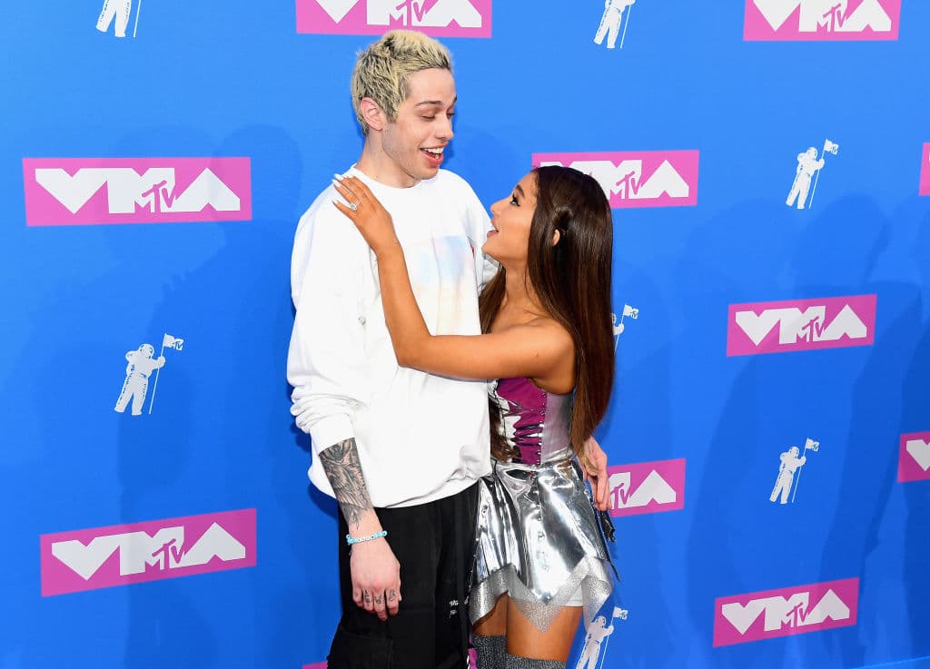 NEW YORK, NY - AUGUST 20: Pete Davidson and Ariana Grande attends the 2018 MTV Video Music Awards at Radio City Music Hall on August 20, 2018 in New York City. (Photo by Nicholas Hunt/Getty Images for MTV)