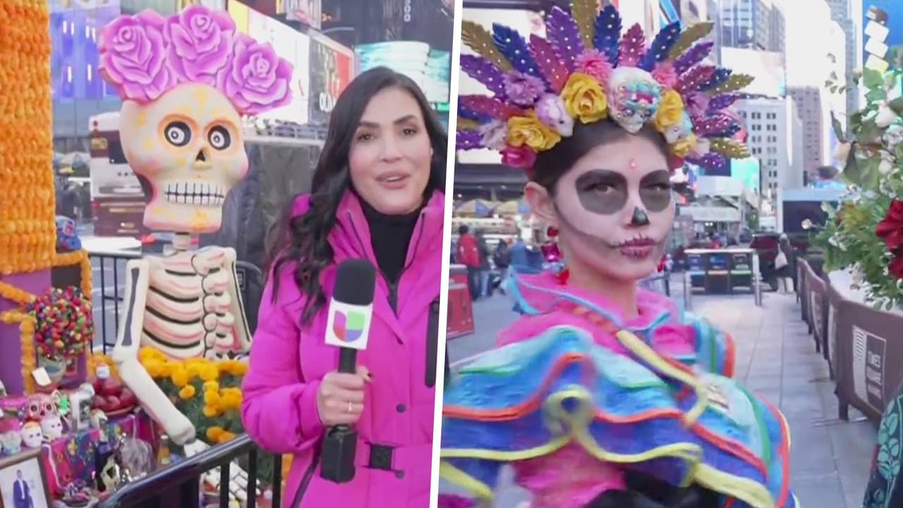 La tradición del Día de Muertos invadió las calles en Times Square con altares y Catrinas