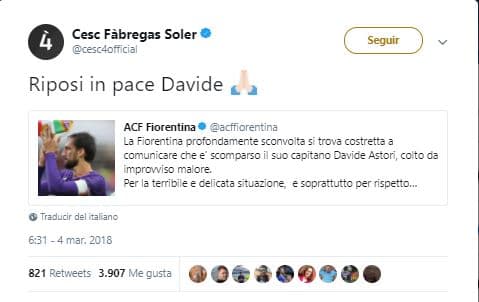 Cesc Fabregas: Descanse en paz Davide