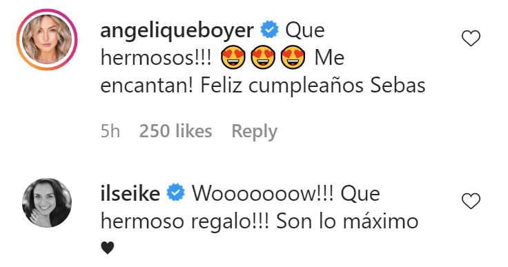 <b>Angelique Boyer aplaudió el romanticismo</b> y aprovechó para felicitar a Sebastián, al igual que la actriz
<b>Ilse Ikeda, quien es la pareja de Jorge Poza.</b>
<br>