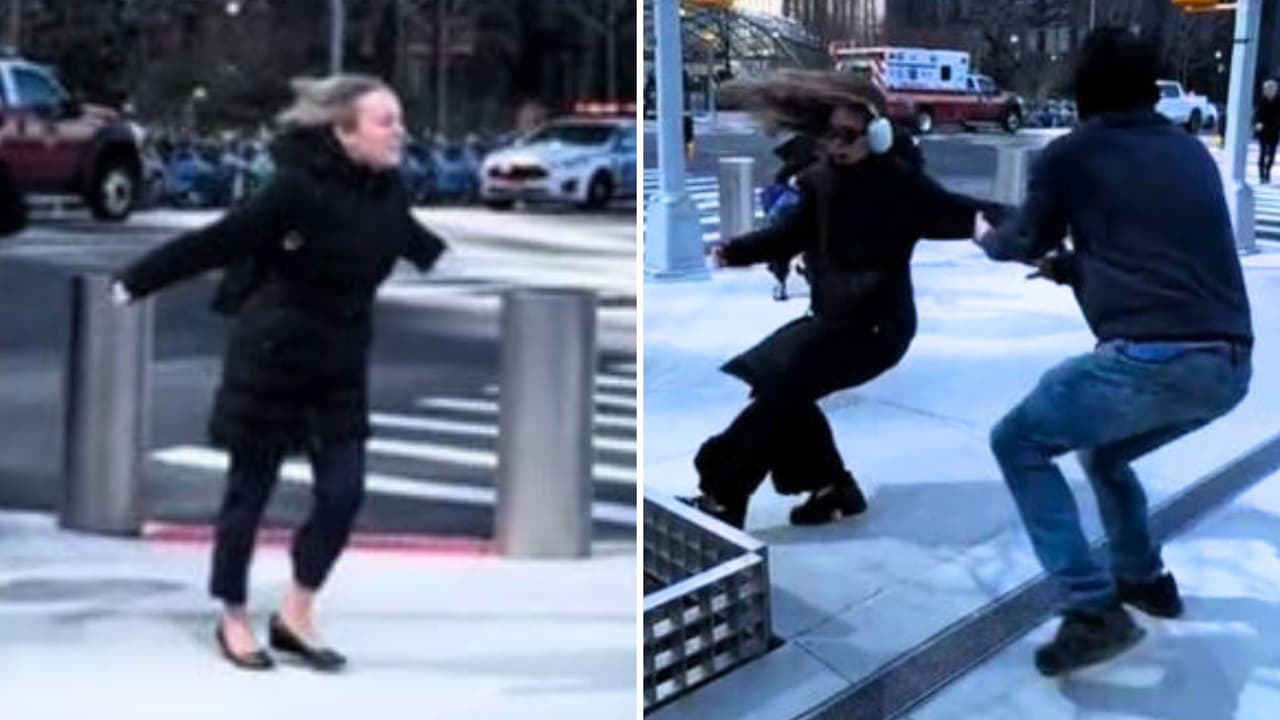 En video: El viento es tan fuerte en Nueva York, que incluso empuja a las personas