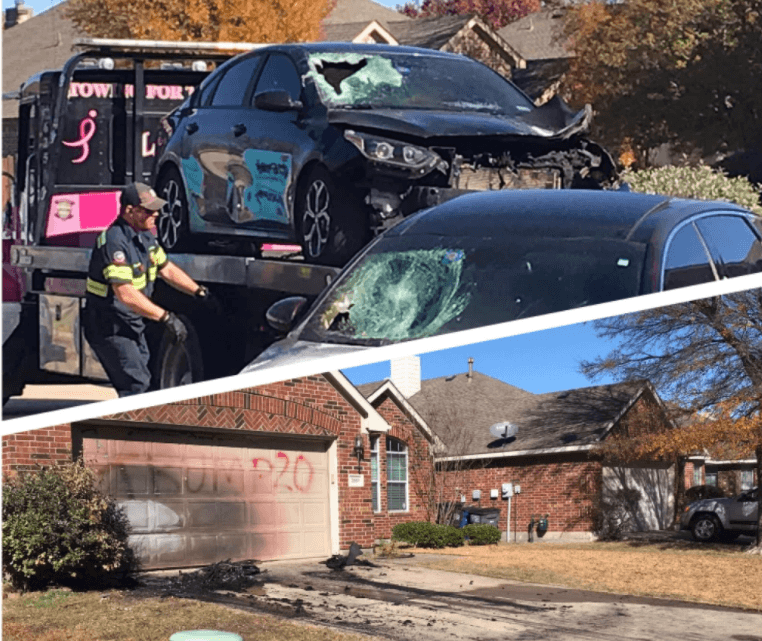 Una televidente contactó a Noticias 23 este miércoles por la tarde para denunciar que la casa de su vecino había sido vandalizada durante horas de la madrugada en la ciudad de Little Elm. 
<br>