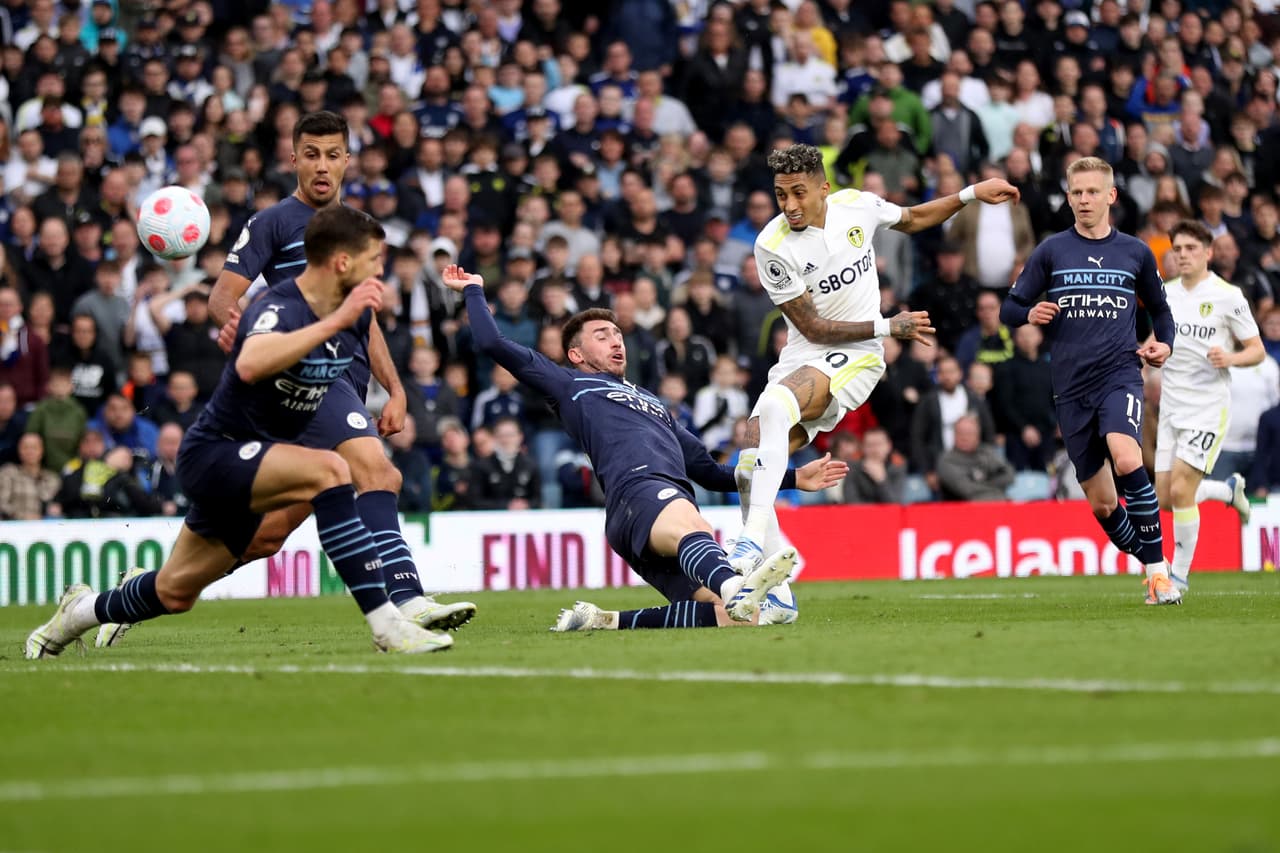 Manchester City goleó 0-4 a Leeds con goles de Rodri, Nathan Aké, Gabriel Jesus y Fernandinho en la Jornada 35.