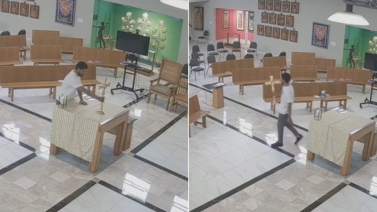 Robo en iglesia de Boyle Heights: hombre es captado en video robando cruz bañada en oro
