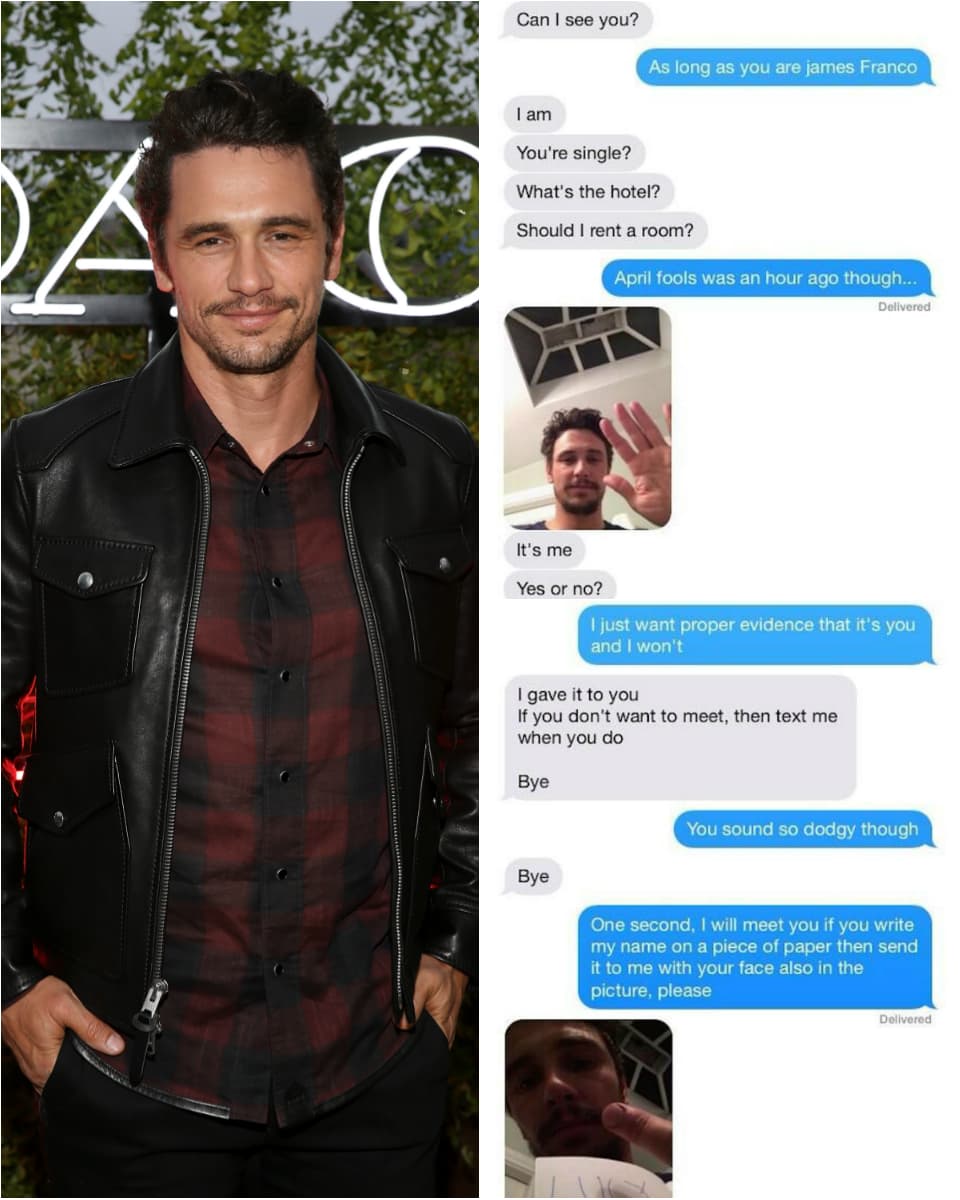 El actor James Franco fue pillado en pleno ligue en Facebook, algo común en él. Sin embargo, el escándalo estalló cuando la joven con la que el actor coqueteó, que era menor de edad, filtró las conversaciones que mantuvo con él.