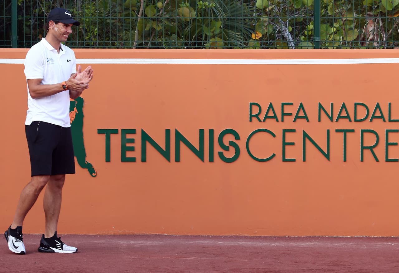 Spanish tennis player Rafael Nadal is pictured during the inauguration of the "Rafa Nadal Tennis Centre at the Palladium Hotel in the Mexican seaside resort of Cancun, on February 18, 2019.